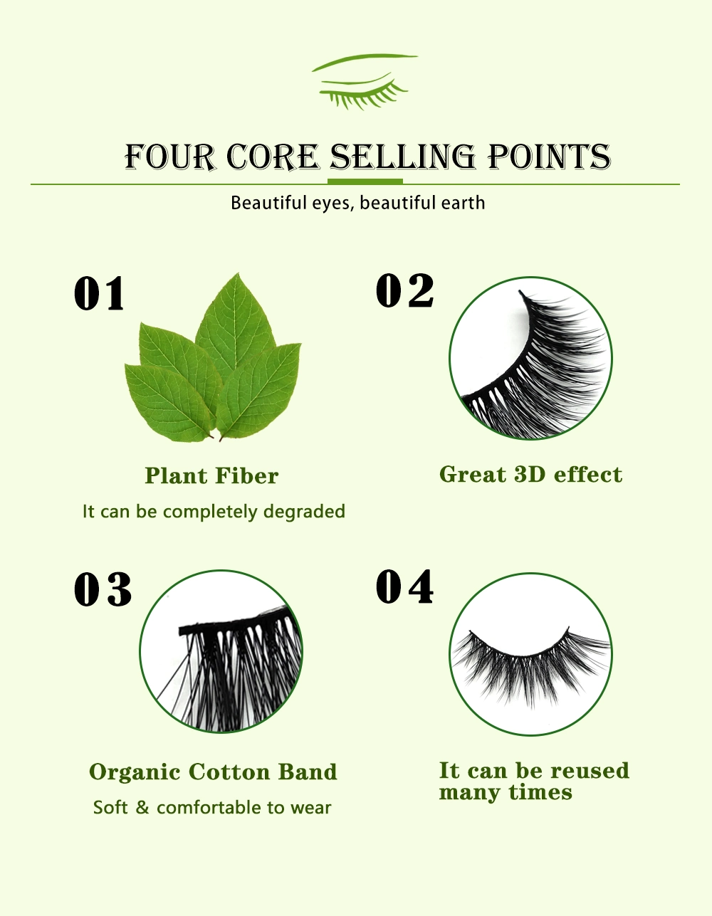 2022 New Style Biodegradable Eyelashes Eco- Friendly Lashes Degradable Plant Fiber 3D False Lashes